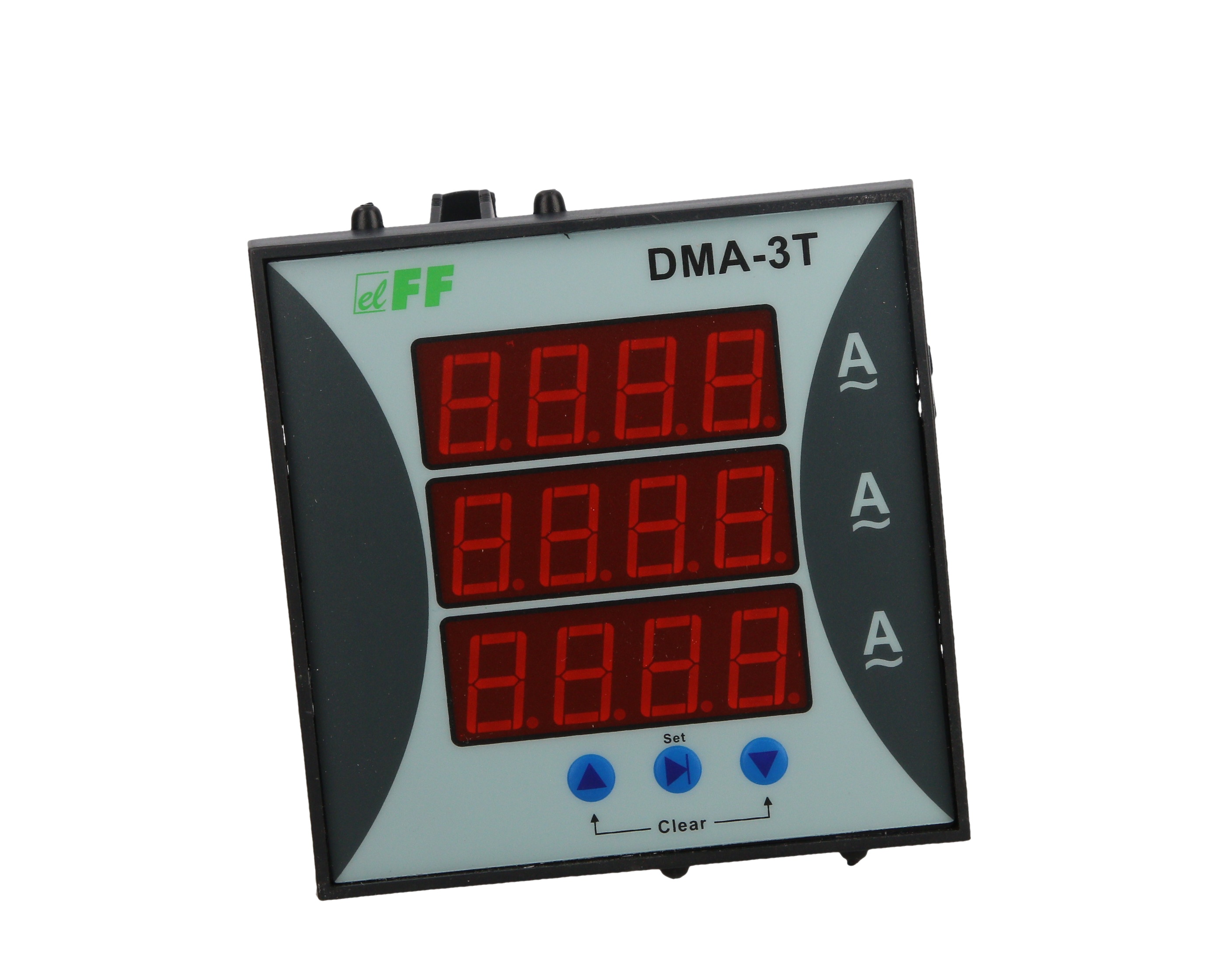 Amperomierz 3-fazowy cyfrowy tablicowy 0-9000A dokładność 1 96x96mm do pracy z przekładnikiem 5A DMA-3T