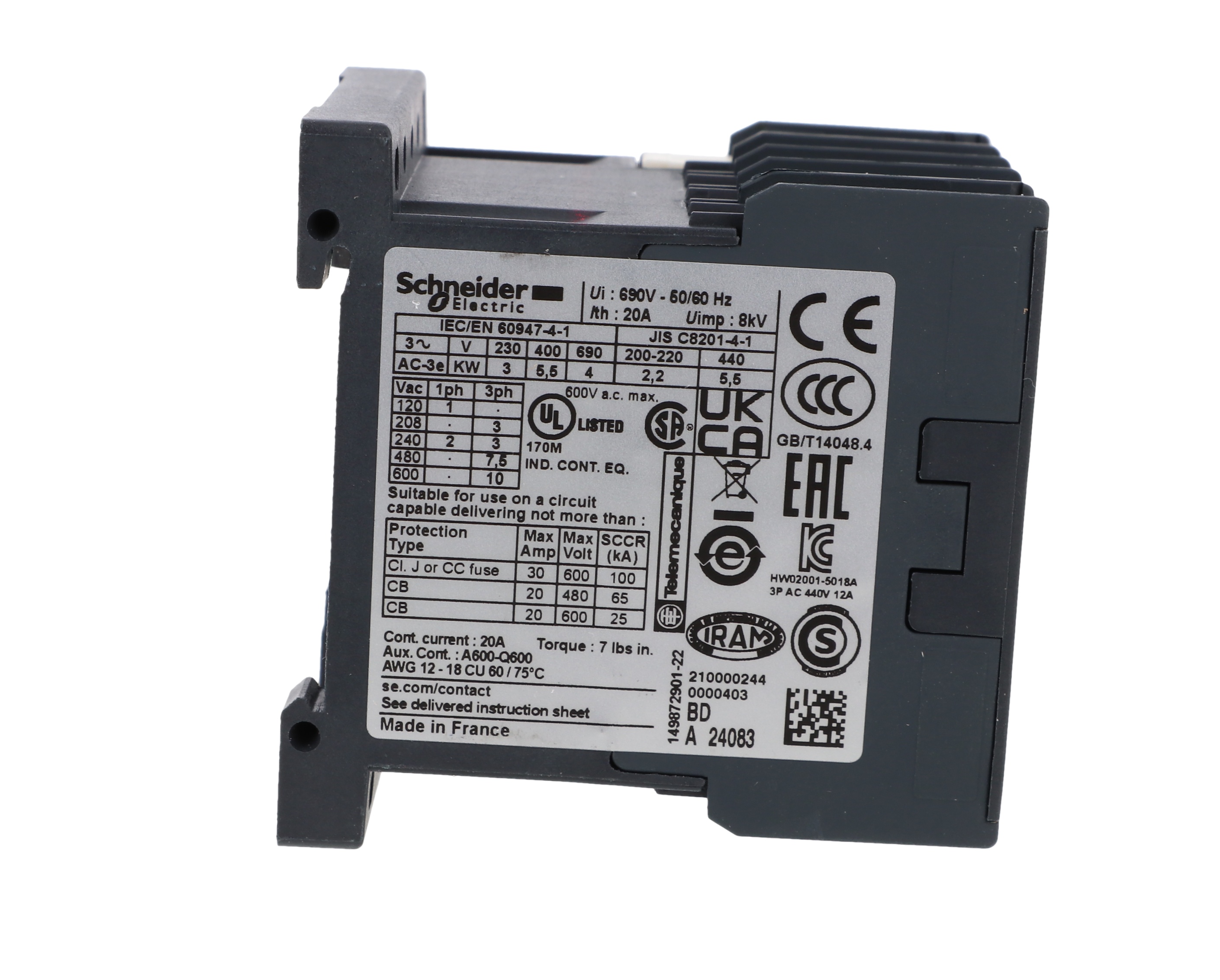 Stycznik mocy 12A 3P 24V DC 1Z 0R LP1K1210BD – Schneider | TIM SA