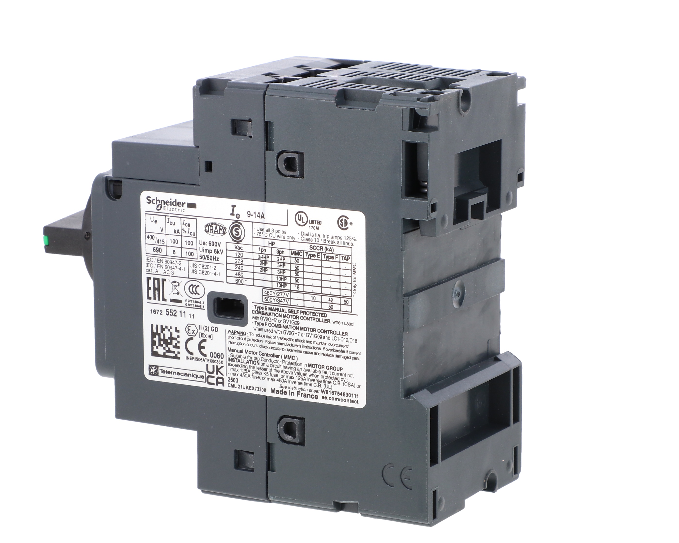 TeSys Deca Wyłącznik silnikowy 3P 5,5kW 9-14A GV2P16 – Schneider | TIM SA