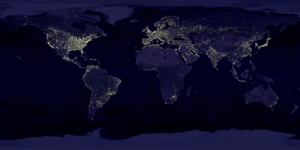 zanieczyszczenie światłem light pollution mapa świata